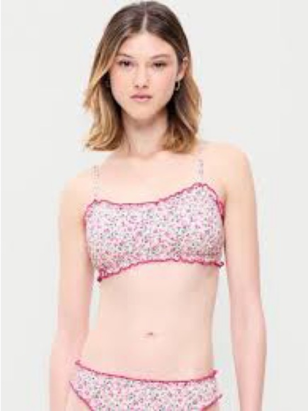 NWT Old Navy Pink Floral Lace-Trim Bandeau Top